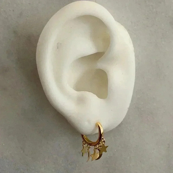 Gold Star Moon Tassel Fringe Hoop Earrings 

Brand New - Picture 2 of 5